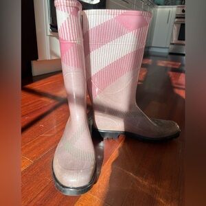 Burberry Pink Plaid Winter & Rain Boots